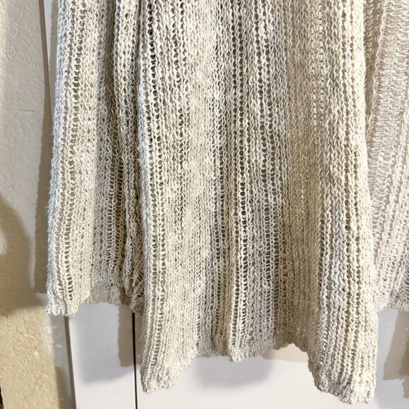 Eileen Fisher Silk Linen Blend Open Knit Women’s Cardigan Size Large Cream - Picture 3 of 6